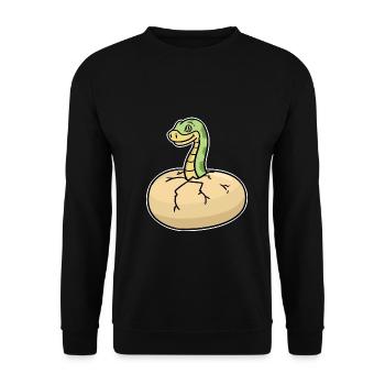 Faszinierende Python Würgeschlange - Unisex Pullover - Schwarz - Vorne - Alina (178cm) & Michal (187cm)