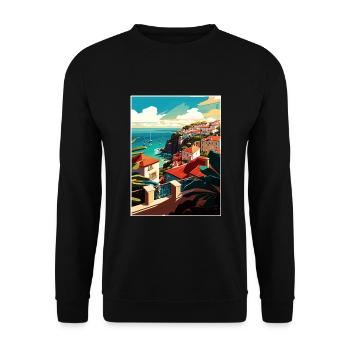 São Miguel Portugal Vintage Reiseposter Souvenir - Unisex Pullover - Schwarz - Vorne - Alina (178cm) & Michal (187cm)