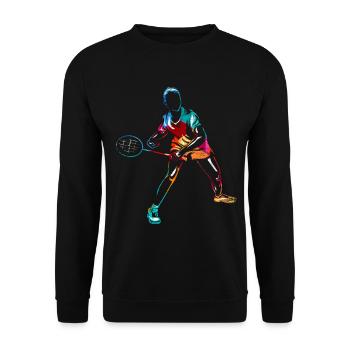 Ehrgeiziger Badminton Schmetterball - Unisex Pullover - Schwarz - Vorne - Alina (178cm) & Michal (187cm)