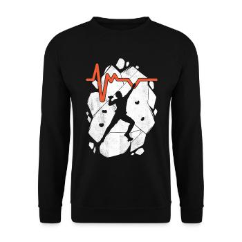 Klettern Bouldern Boulder Bergsteiger Kletterer - Unisex Pullover - Schwarz - Vorne - Alina (178cm) & Michal (187cm)