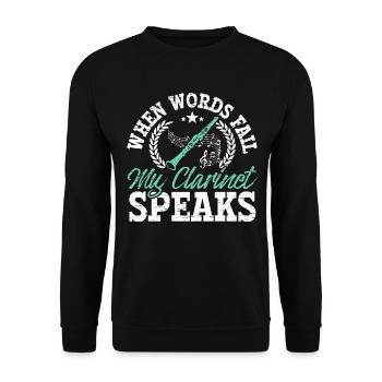 Wenn die Worte versagen, spricht meine Klarinette - Unisex Pullover - Schwarz - Vorne - Alina (178cm) & Michal (187cm)