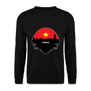 Hanoi Vietnam Flagge Skyline Silhouette Reisen - Unisex Pullover - Schwarz - Vorne - Alina (178cm) & Michal (187cm)