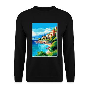 Côte d Azur Frankreich Vintage Reiseplakat Souvenir - Unisex Pullover - Schwarz - Vorne - Alina (178cm) & Michal (187cm)