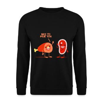 Saftiges Steak Fleischerhandwerk - Unisex Pullover - Schwarz - Vorne - Alina (178cm) & Michal (187cm)