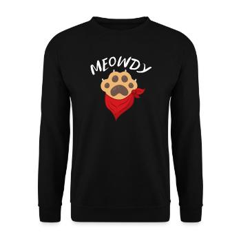 Meowdy Funny Cowboy Katzenpfote - Unisex Pullover - Schwarz - Vorne - Alina (178cm) & Michal (187cm)