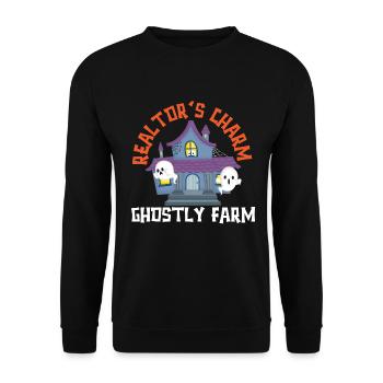 Makler Charme Geisterfarm Makler Halloween - Unisex Pullover - Schwarz - Vorne - Alina (178cm) & Michal (187cm)
