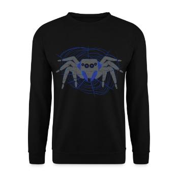 Spinnenliebhaber Spinnenflüsterer Arachnid Tarantu - Unisex Pullover - Schwarz - Vorne - Alina (178cm) & Michal (187cm)