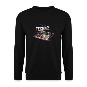 Energetischer Techno Clubnacht - Unisex Pullover - Schwarz - Vorne - Alina (178cm) & Michal (187cm)