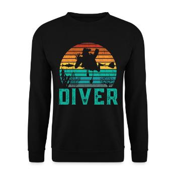 Taucher Vintage - Unisex Pullover - Schwarz - Vorne - Alina (178cm) & Michal (187cm)