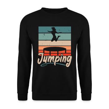 Springendes Trampolin Trampolin Trampolinspringen - Unisex Pullover - Schwarz - Vorne - Alina (178cm) & Michal (187cm)
