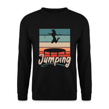 Springendes Trampolin Trampolin Trampolinspringen - Unisex Pullover - Schwarz - Vorne - Alina (178cm) & Michal (187cm)