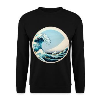 Gefangen in der Welle - Unisex Pullover - Schwarz - Vorne - Alina (178cm) & Michal (187cm)