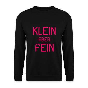 Spruch Kleiner aber fein - Unisex Pullover - Schwarz - Vorne - Alina (178cm) & Michal (187cm)