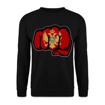 Montenegro Flagge Faust - Unisex Pullover - Schwarz - Vorne - Alina (178cm) & Michal (187cm)