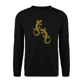 geckos zwei - Unisex Pullover - Schwarz - Vorne - Alina (178cm) & Michal (187cm)