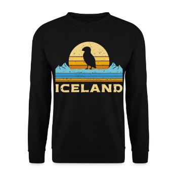 Island Papageientaucher Iceland Puffin Retro - Unisex Pullover - Schwarz - Vorne - Alina (178cm) & Michal (187cm)