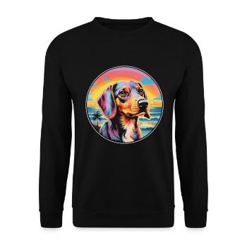 Poitevin Hund Rasse Bunte Karikatur Watercol - Unisex Pullover - Schwarz - Vorne - Alina (178cm) & Michal (187cm)