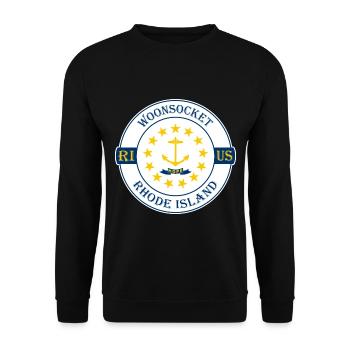 Woonsocket Rhode Island Flagge USA Souvenir Abzeichen - Unisex Pullover - Schwarz - Vorne - Alina (178cm) & Michal (187cm)