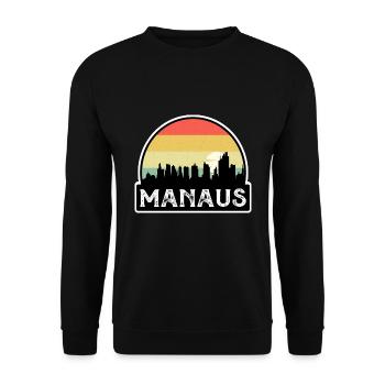 Manaus Brasilien-Flagge Skyline Reise-Souvenir - Unisex Pullover - Schwarz - Vorne - Alina (178cm) & Michal (187cm)