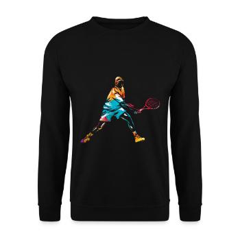 Flinker Tennisspieler Matchball - Unisex Pullover - Schwarz - Vorne - Alina (178cm) & Michal (187cm)