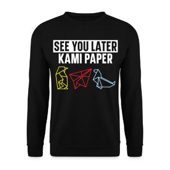 See You Later Kami Papier Origami Japanische Kunst - Unisex Pullover - Schwarz - Vorne - Alina (178cm) & Michal (187cm)