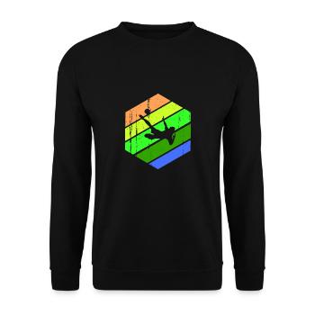 Fussballer Fallrückzieher Fussballspieler Retro - Unisex Pullover - Schwarz - Vorne - Alina (178cm) & Michal (187cm)