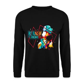 Gutmütiger Berner Sennenhund Bauernhof - Unisex Pullover - Schwarz - Vorne - Alina (178cm) & Michal (187cm)