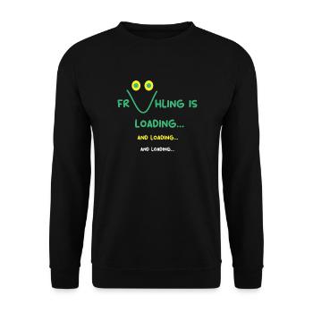 wo ist der Frühling bitte?? - Unisex Pullover - Schwarz - Vorne - Alina (178cm) & Michal (187cm)