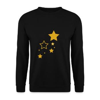 Sternenmotiv Goldene Sterne - Unisex Pullover - Schwarz - Vorne - Alina (178cm) & Michal (187cm)