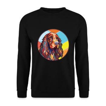 Deutsche Hunderasse Bunte Aquarell-Illustration - Unisex Pullover - Schwarz - Vorne - Alina (178cm) & Michal (187cm)