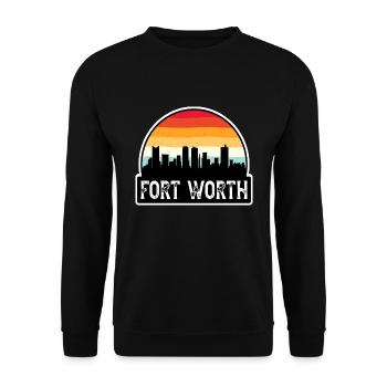 Fort Worth Texas USA Flagge Skyline Reisesouvenir - Unisex Pullover - Schwarz - Vorne - Alina (178cm) & Michal (187cm)