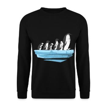 Watschelnde Pinguinfamilie Eisscholle - Unisex Pullover - Schwarz - Vorne - Alina (178cm) & Michal (187cm)