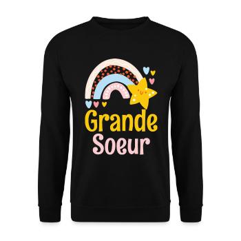 Ätere Schwester Große Schwester - Unisex Pullover - Schwarz - Vorne - Alina (178cm) & Michal (187cm)
