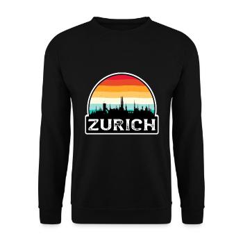 Zürich Schweiz Flagge Skyline Reisesouvenir - Unisex Pullover - Schwarz - Vorne - Alina (178cm) & Michal (187cm)