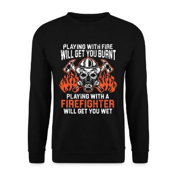 Brandbekämpfung Feuerwehrmann Feuerwehrmann Feuer - Unisex Pullover - Schwarz - Vorne - Alina (178cm) & Michal (187cm)