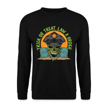 Süßes oder Saures, Ordnungshüter Halloween - Unisex Pullover - Schwarz - Vorne - Alina (178cm) & Michal (187cm)