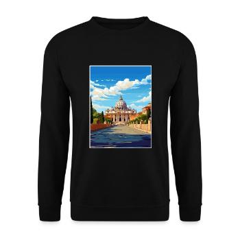 Vatikan Italien Dekoration Vintage Reiseposter WPA - Unisex Pullover - Schwarz - Vorne - Alina (178cm) & Michal (187cm)