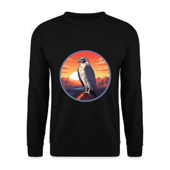 Falke buntes Aquarell Cartoon Kawaii Tier - Unisex Pullover - Schwarz - Vorne - Alina (178cm) & Michal (187cm)