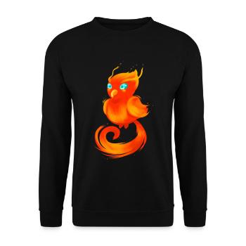 Phönix Küken mit blauen Augen - Unisex Pullover - Schwarz - Vorne - Alina (178cm) & Michal (187cm)