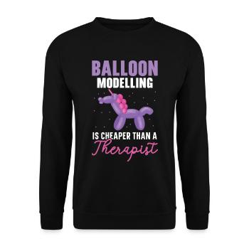 Ballonmodellieren ist billiger als ein Therapeut - Unisex Pullover - Schwarz - Vorne - Alina (178cm) & Michal (187cm)