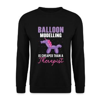 Ballonmodellieren ist billiger als ein Therapeut - Unisex Pullover - Schwarz - Vorne - Alina (178cm) & Michal (187cm)