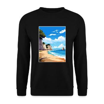 Cathedral Cove Marine Reserve Neuseeland Souvenir - Unisex Pullover - Schwarz - Vorne - Alina (178cm) & Michal (187cm)