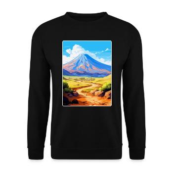 Teide Nationalpark Spanien Vintage Reiseplakat - Unisex Pullover - Schwarz - Vorne - Alina (178cm) & Michal (187cm)