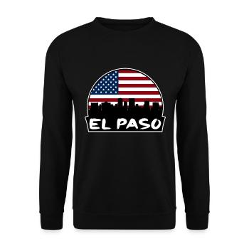 El Paso Texas USA Flagge Skyline Silhouette Reisen - Unisex Pullover - Schwarz - Vorne - Alina (178cm) & Michal (187cm)