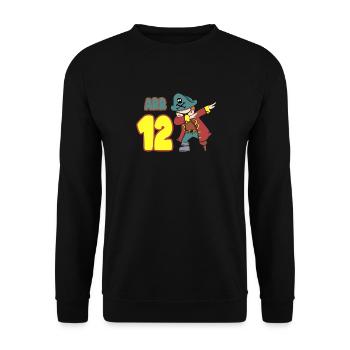 Arr 12. Geburtstag Betupfen Pirat Jungen Zwölf 12 - Unisex Pullover - Schwarz - Vorne - Alina (178cm) & Michal (187cm)