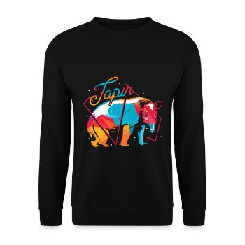 Farbenfroher Tapir Waldbewohner - Unisex Pullover - Schwarz - Vorne - Alina (178cm) & Michal (187cm)