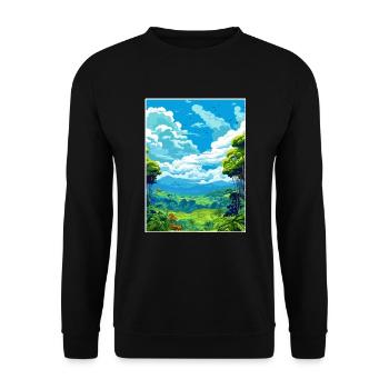 Amazone Regenwald Vintage Reiseposter Souvenir - Unisex Pullover - Schwarz - Vorne - Alina (178cm) & Michal (187cm)