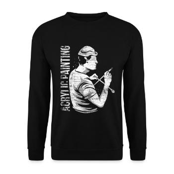 Kreativer Acrylmaler Leinwandkunst - Unisex Pullover - Schwarz - Vorne - Alina (178cm) & Michal (187cm)