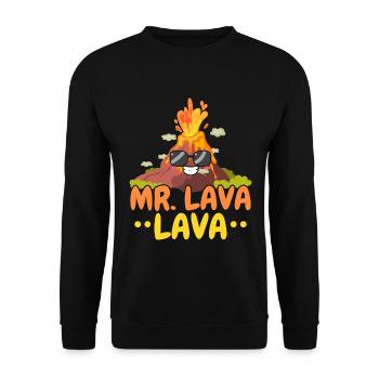 Mr. Lava Lava Geologie Vulkanologie Vulkan Lava - Unisex Pullover - Schwarz - Vorne - Alina (178cm) & Michal (187cm)