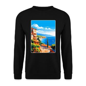 Côte d Azur Frankreich Vintage Reiseplakat Souvenir - Unisex Pullover - Schwarz - Vorne - Alina (178cm) & Michal (187cm)